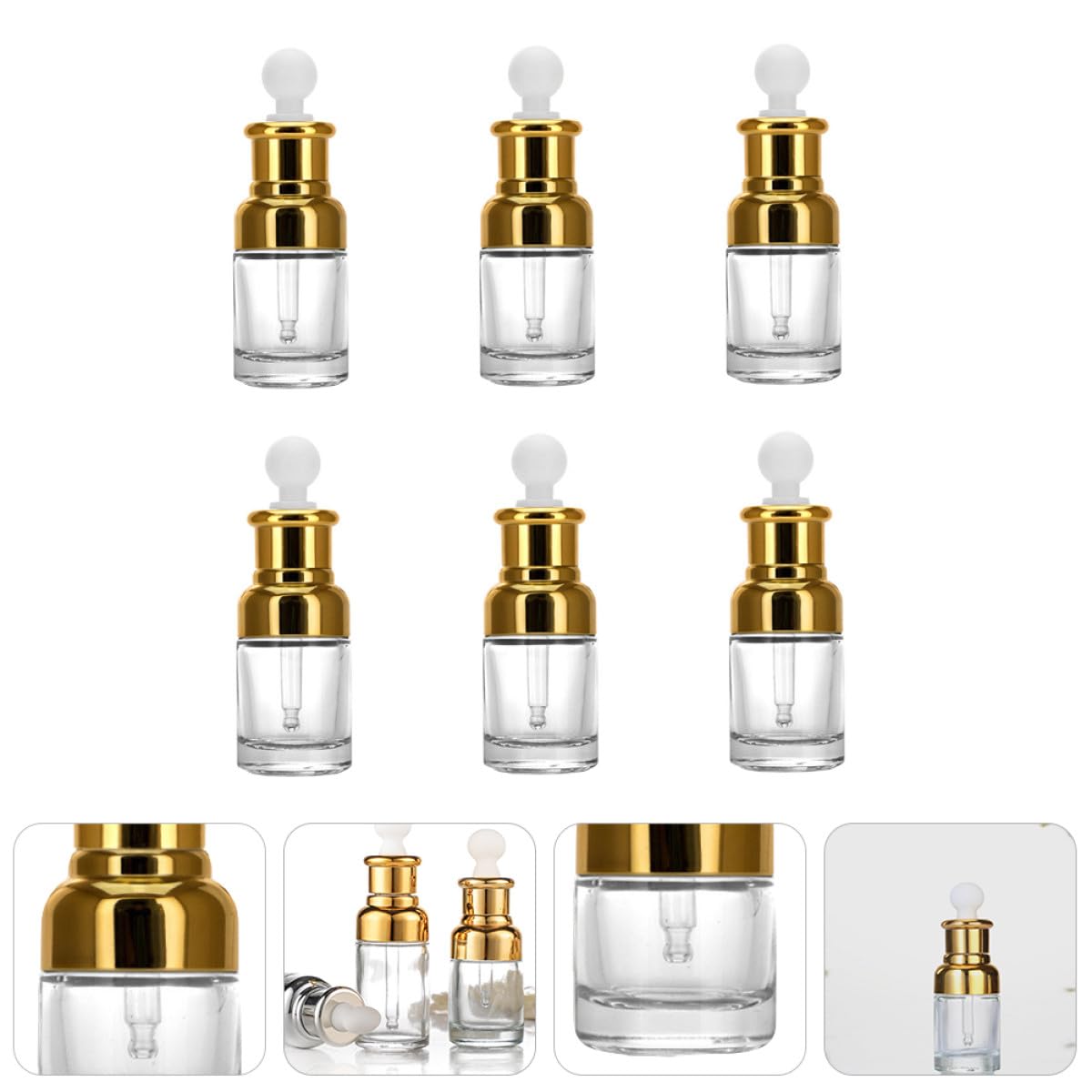 Aluminium Flacon Lot en Verre 30ml et Compte-gouttes, Vide 6 Pièces