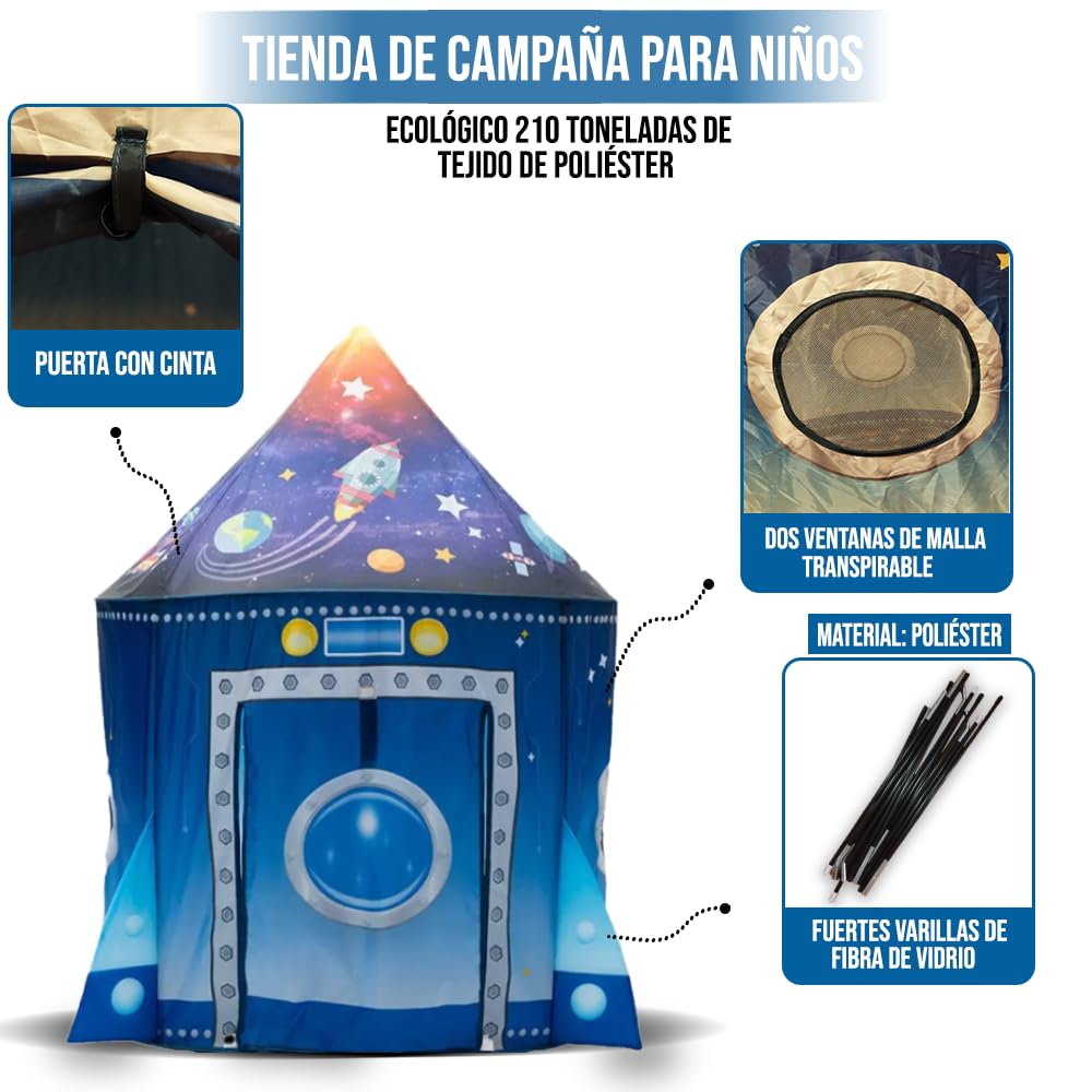Tienda campaña Infantil - Casitas Infantiles - Tipi - Casita Infantil Exterior - Juguete para niños 3,4,5,6,7 años - Juego Infantil - Casitas Tela - Regalo de cumpleaños - (Azul)