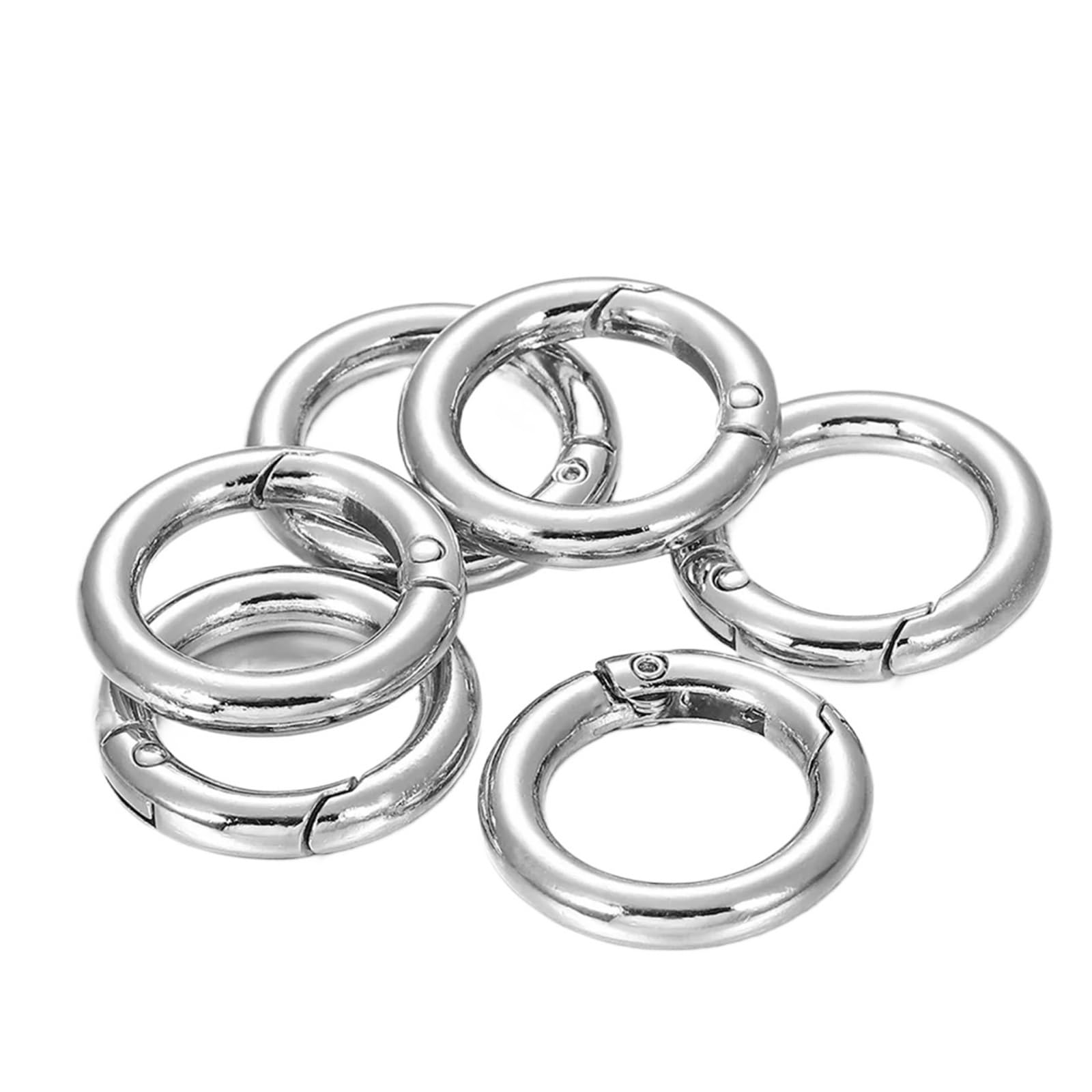 20Pcs/lot Metal O Ring Spring Clasps Openable Round Carabiner Keychain Bag Clips Hook Dog Chain Buckles Connector for DIY Jewelry for Keyrings,Wallets(Rhodium,48x38x5mm)