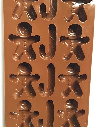 Miniatura 4 de 2 moldes de silicona de Navidad para hornear gelatina, bastón de caramelo, molde de caramelo de chocolate para hombres de jengibre (2 formas)