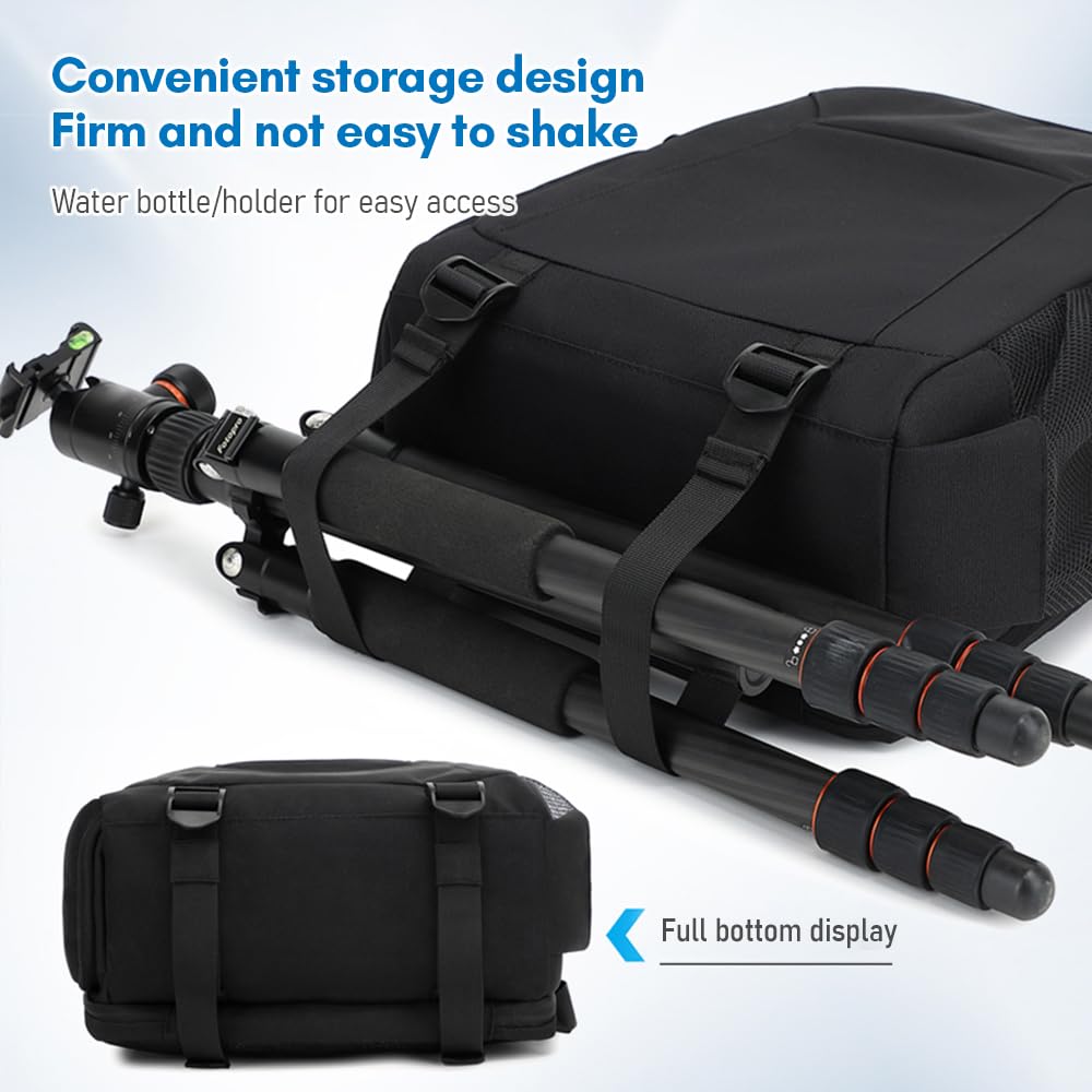 Andoer Zaino per fotocamera, Borsa portaoggetti per fotografia con apertura, laterale disponibile per laptop con divisori flessibili, per laptop, camera, obiettivo, treppiede, borraccia