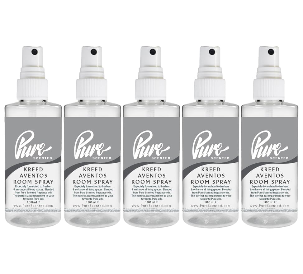 Pure Scented 500ml Room & Fabric Sprays 5 x 100ml Suitable For Home, Car, Caravan, Work, Gym Bags, Odour Eliminators (5 x 100ml, Kreed Aventos)