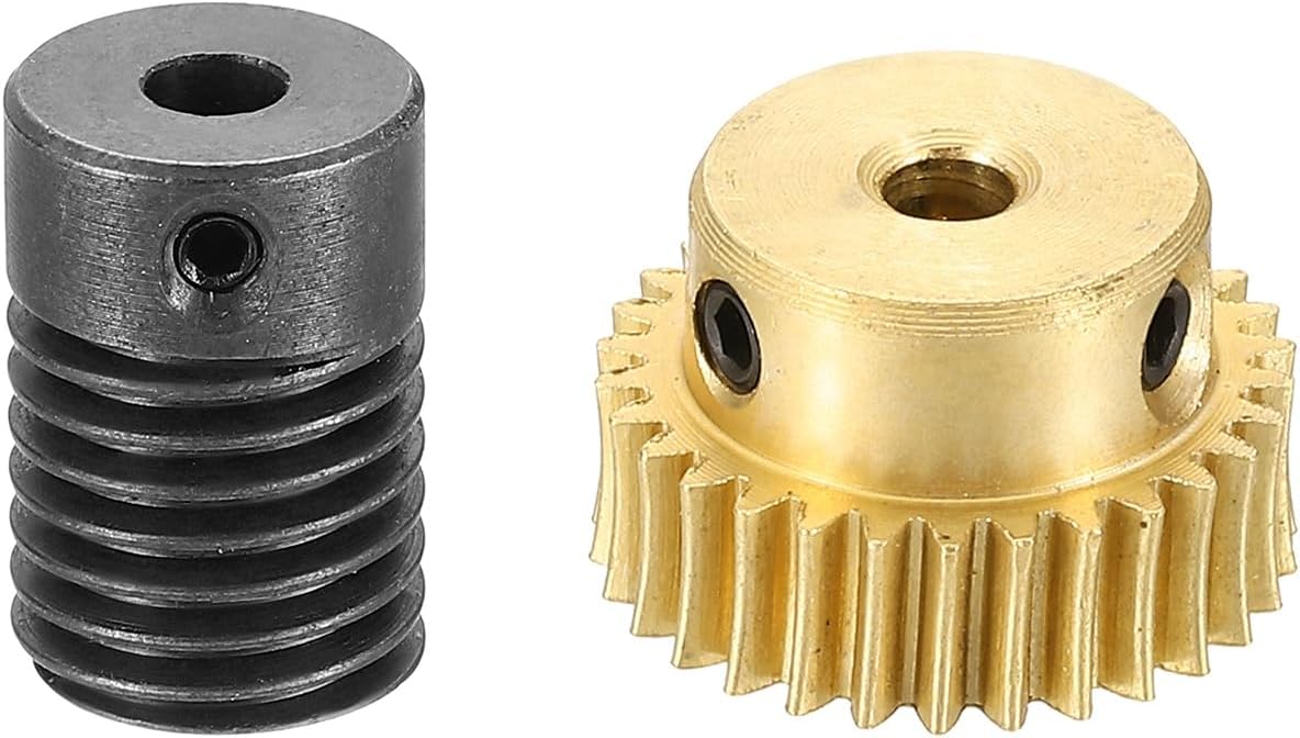 – sourcing map Worm Gear Set 30T 0.5 Module 1:30 Reduction Rate, Right Rotation Drive Gear Box Wheel Reduce Transmission Part (Brass Gear-3mm Bore, 1045 Steel Rod 4mm Bore)