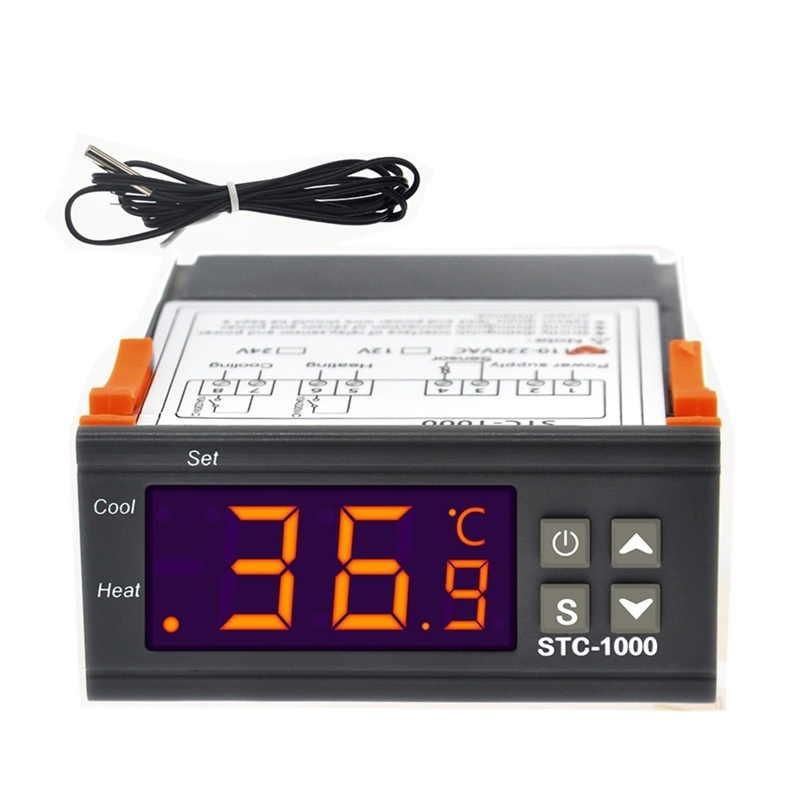 Controlador de temperatura digital STC-1000, termostato, termorregulador, relé LED de 10 A for incubadora, herramientas de calefacción y refrigeración.(DC 12V)