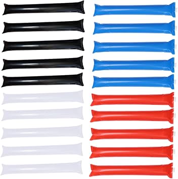 48pcs Inflatable Cheering Sticks Fun Noisemakers for Sports Events Concerts Parties White Black Red Blue for Team