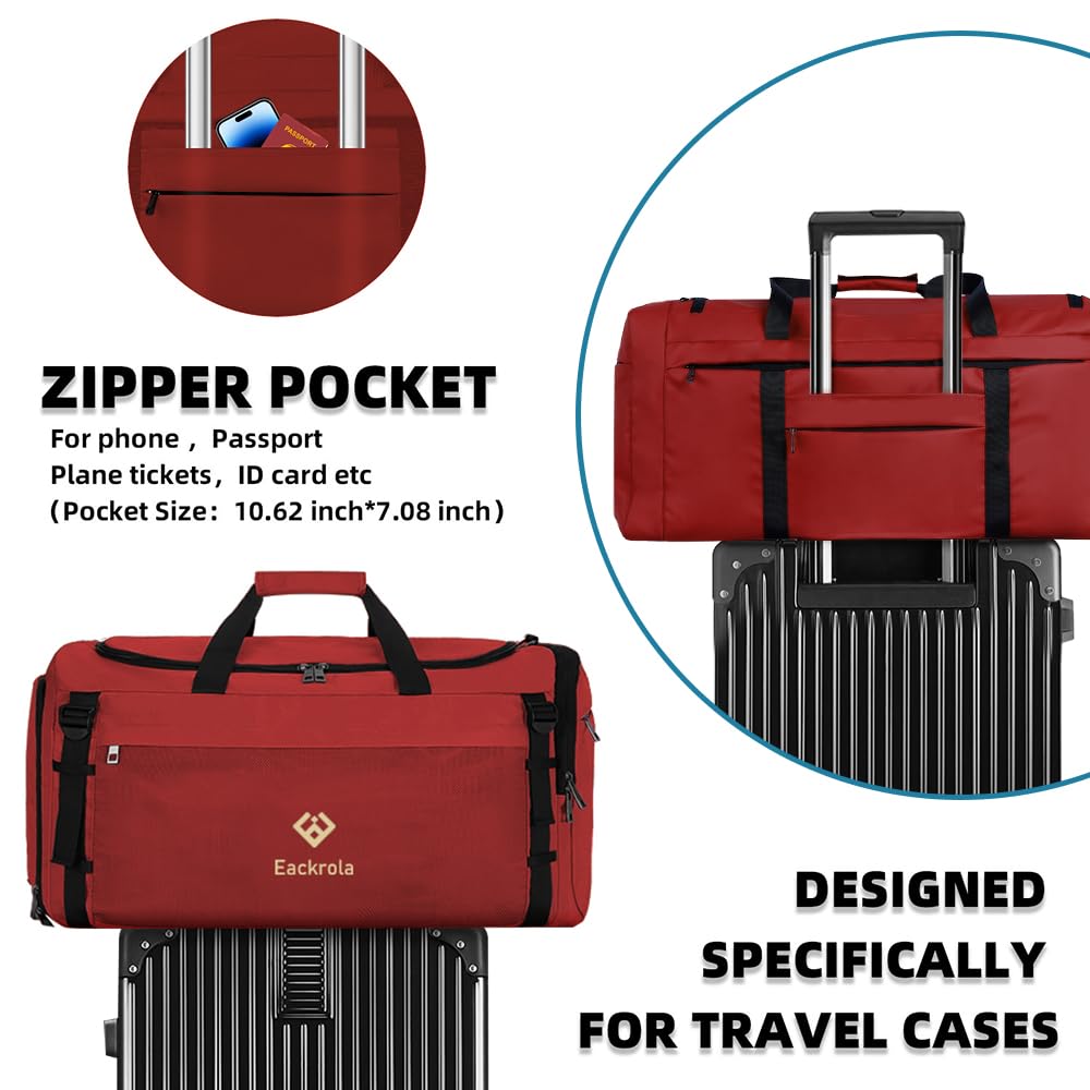Bolsas de gimnasio para hombre con compartimento para zapatos, bolsa deportiva con bolsillo húmedo para mujer, 65 L, Rojo -, 85L