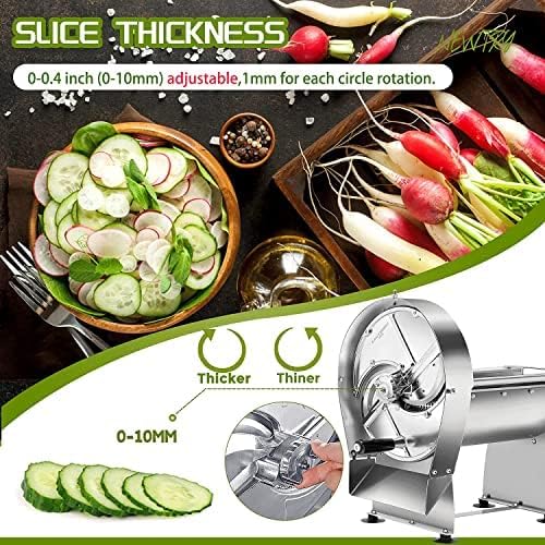 Electric Slicer Fruit and Vegetable Slicer, Food Cutter Vegetable Fruit Grater Shredder Chopper Dicer, 2/3/3.5mm Commercial Onion Slicer, Stainless Steel Blade, Manual + Electric Mode 3mm
