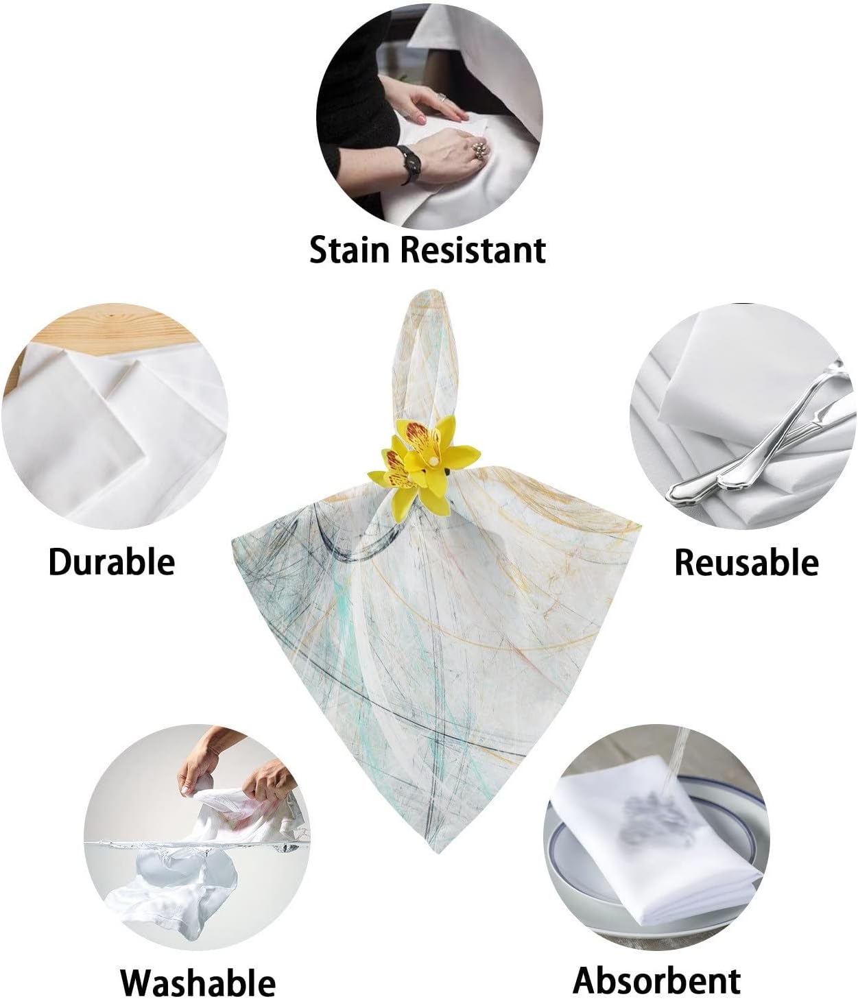Art Line Retro Shabby Table Napkin Cloth Set Wedding Party Restaurant Supplies Christmas Napkins(8pcs)