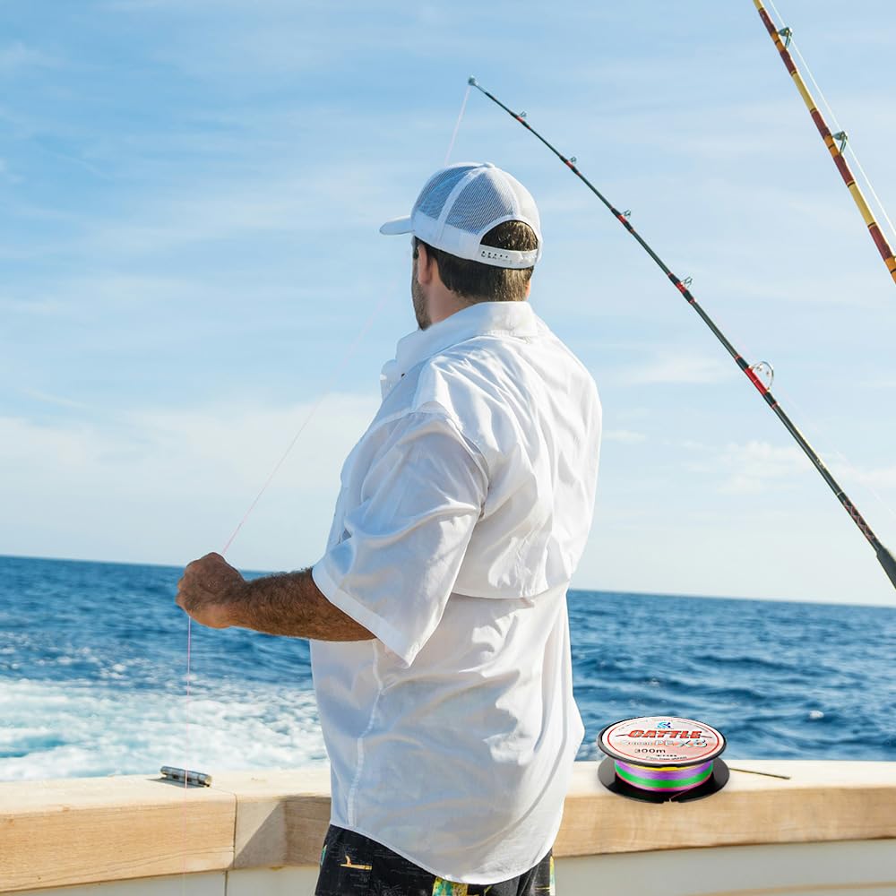 Cattle Braided Fishing Line 8 Strands PE Superline Abrasion Resistant, Low Stretch, Zero Memory, Smooth Casting for Freshwater and Saltwater 300 Yards(Multi-Color, 30LB(329 Yards))