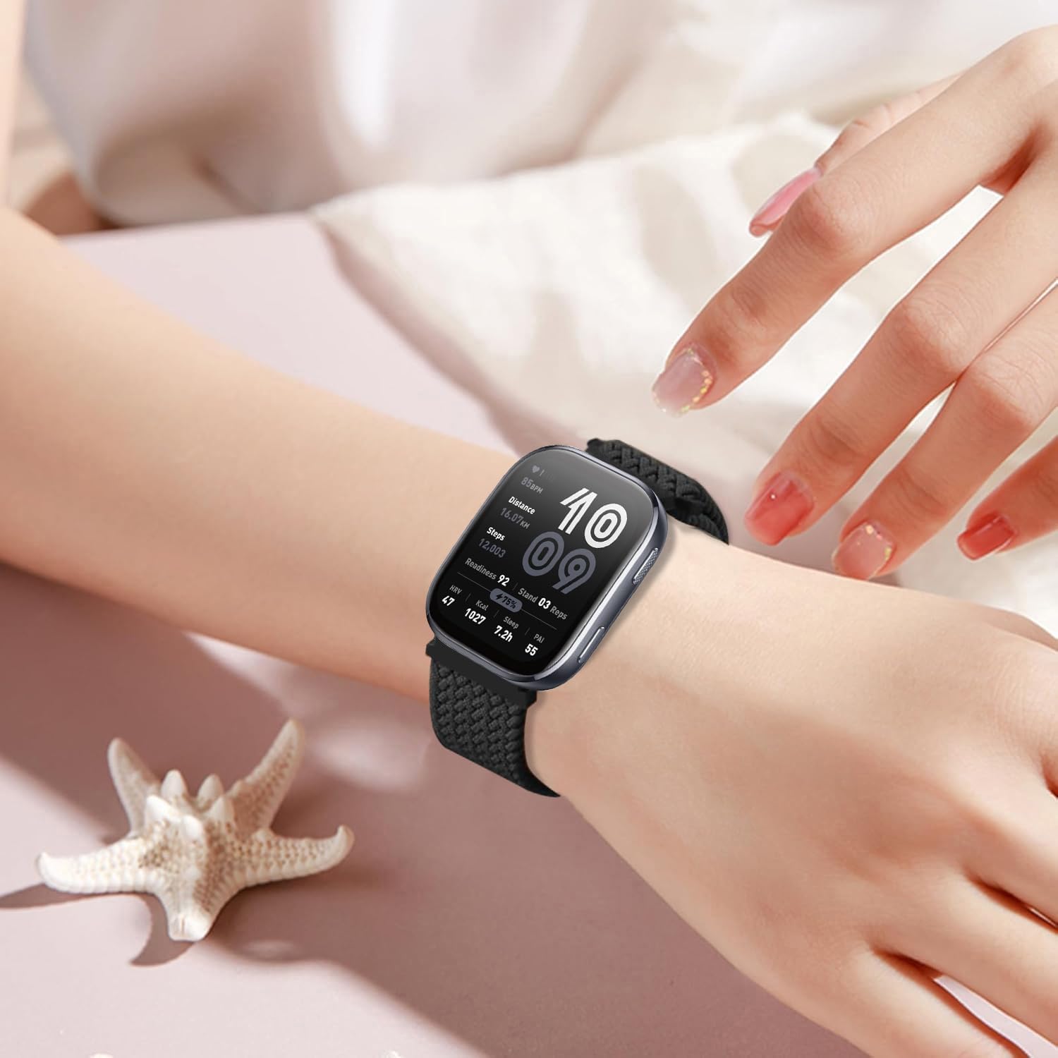 Magnetic Braided Nylon Watch Bands Compatible with Amazfit Bip 6/ Bip 5,22mm Stretchy Elastic Fabric Strap for Amazfit GTR 4/3 Pro/3/2/2e/47mm Men Women - Image 6