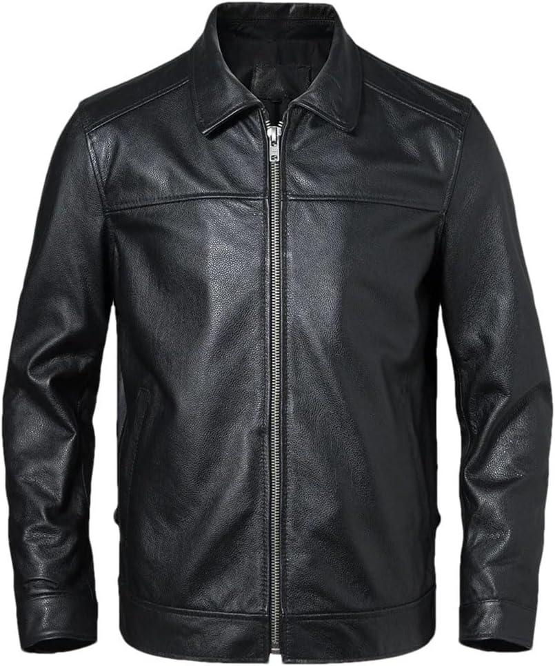 Men's PU Faux Leather Jacket Loose Casual Cowhide Leather Coat Male Spring Winter Windproof Jackets