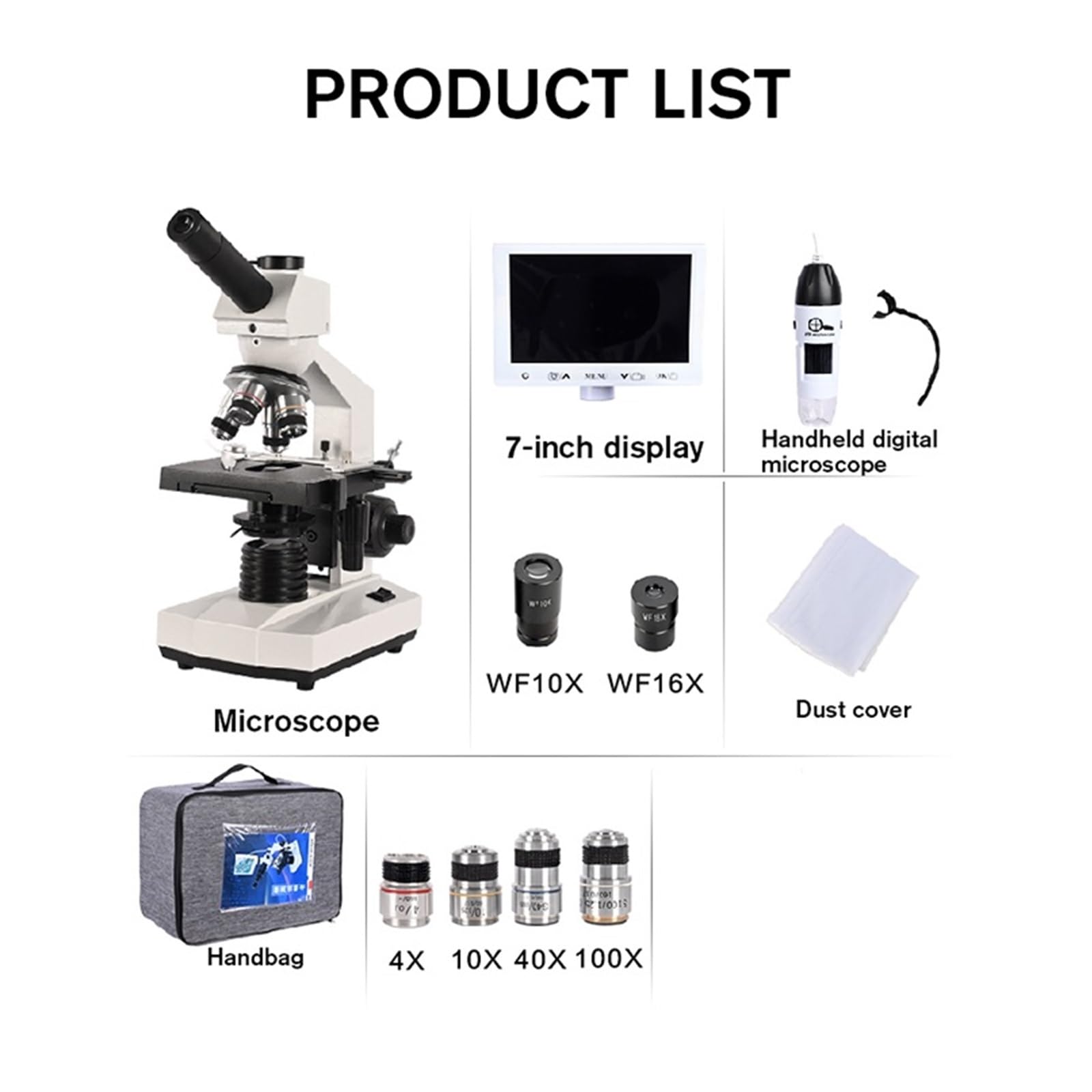 Microscopio Composto Trinoculare 40X-2500x Macro Biologico Monoculare For Studenti Microscopo Professionale LED Handhe Chiaro E Preciso