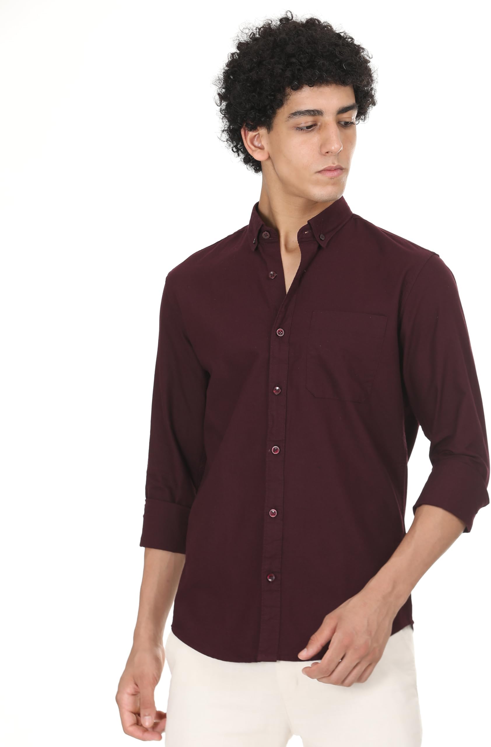 Men's Solid Cotton Oxford Shirt
