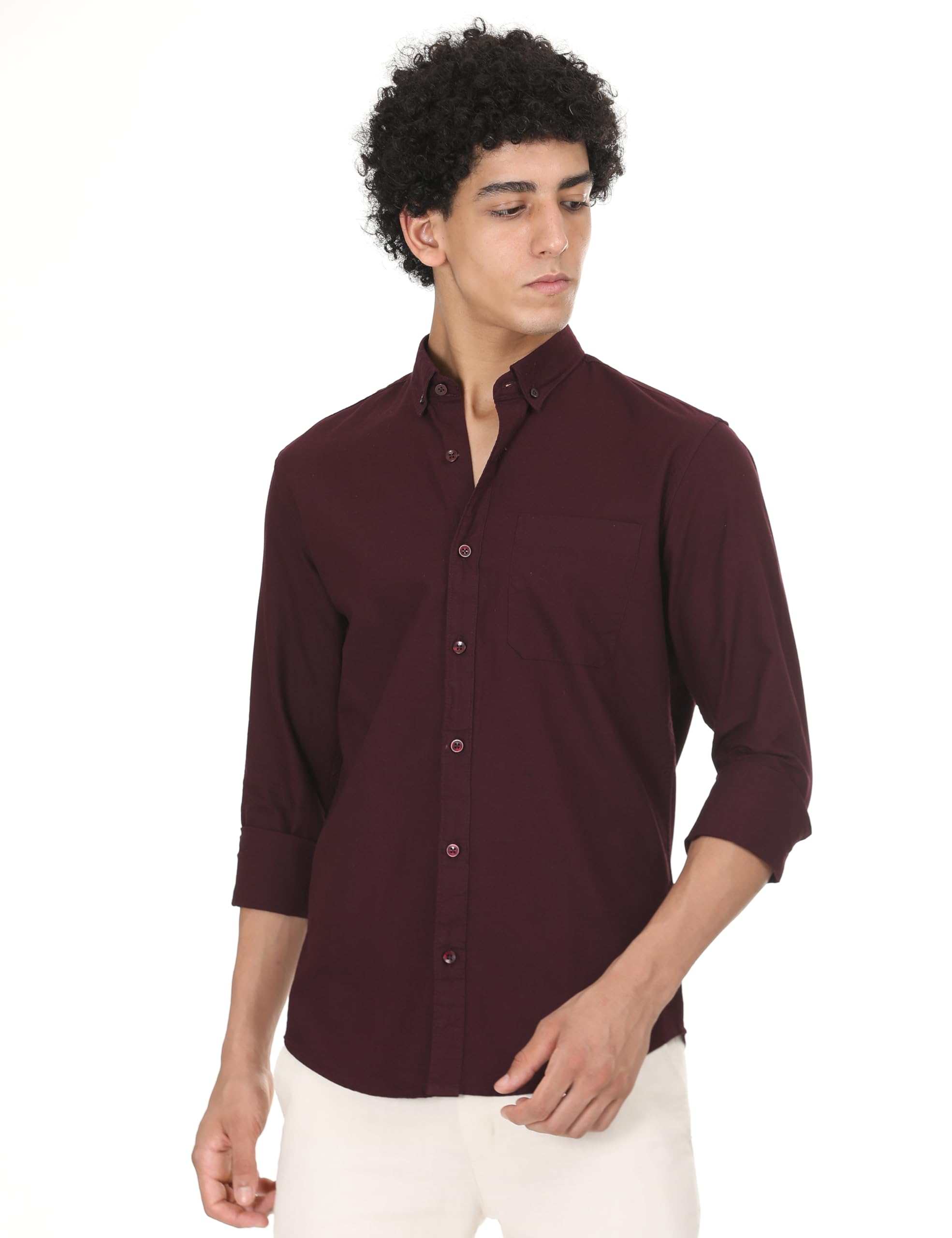 Men's Solid Cotton Oxford Shirt