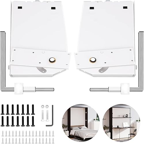 Happybuy Murphy - Mecanismo de muelles de pared de montaje resistente, kit de bricolaje para cama King Queen (vertical), color blanco