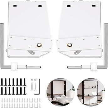 VEVOR Murphy Mounting Wall Spring Mechanism 450 kg Heavy Duty Support Hardware Bed Bracket Compatible with 4-6ft Wide DIY Kit for King Bed Vertical White