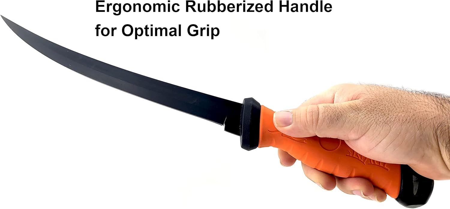 SPEARFISHING WORLD Stainless Steel Razor Sharp Fillet Knife Blade for Filleting Boning, Includes Sheath