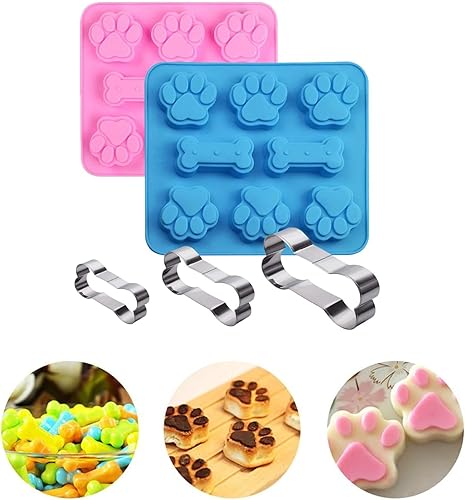 Miniatura 7 de Dwwffer Moldes de silicona para patas y huesos de cachorro, moldes de silicona antiadherentes de grado alimenticio para chocolate, dulces, gelatina,