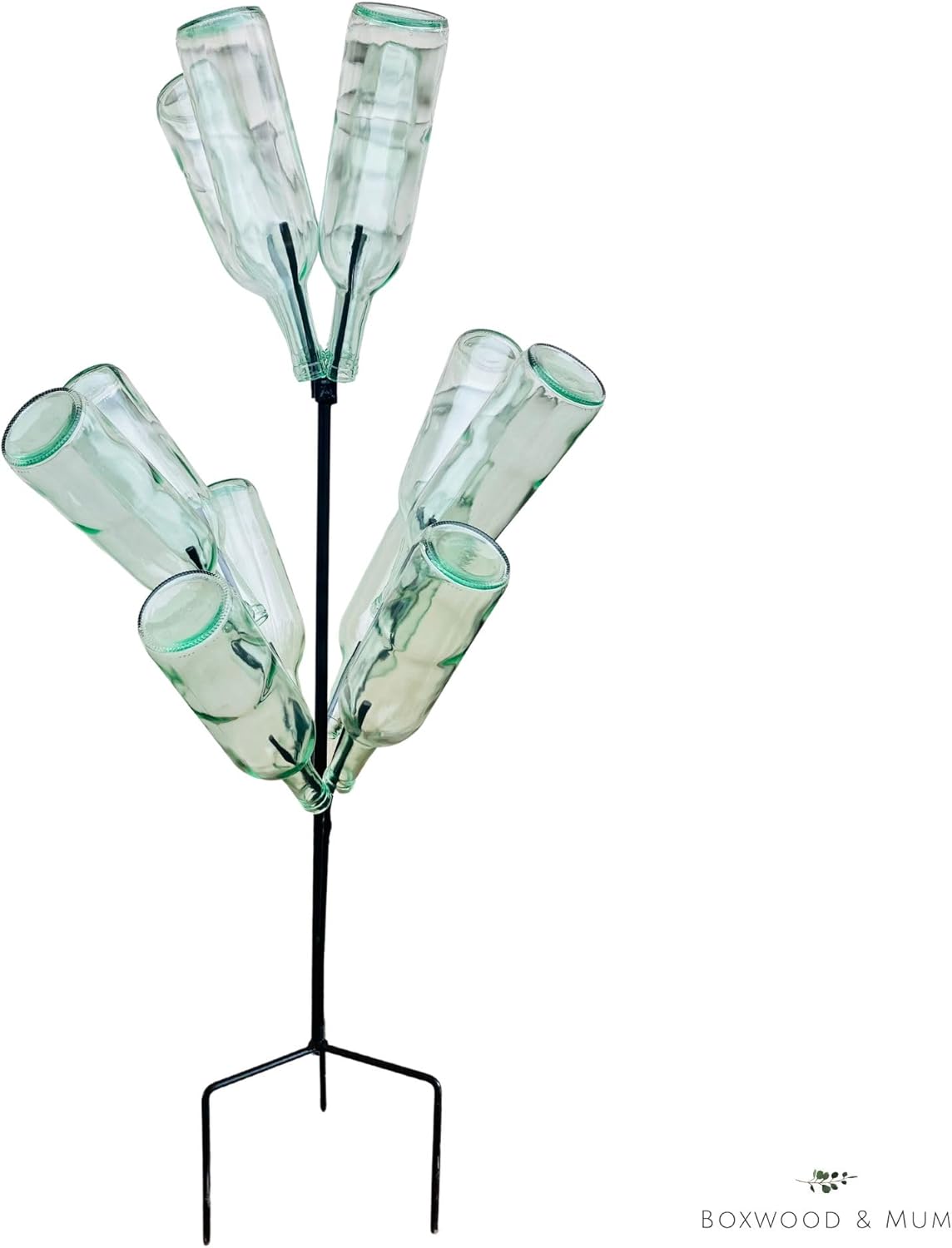 Boxwood and Mum Solid Steel Bottle Tree Stand, Outdoor Decor Garden Yard Art, Metal Wine Bottle Tree for Garden Decorations, Wrought Iron Bottle Holder with Powder Coated Finish, Amish Made in USA