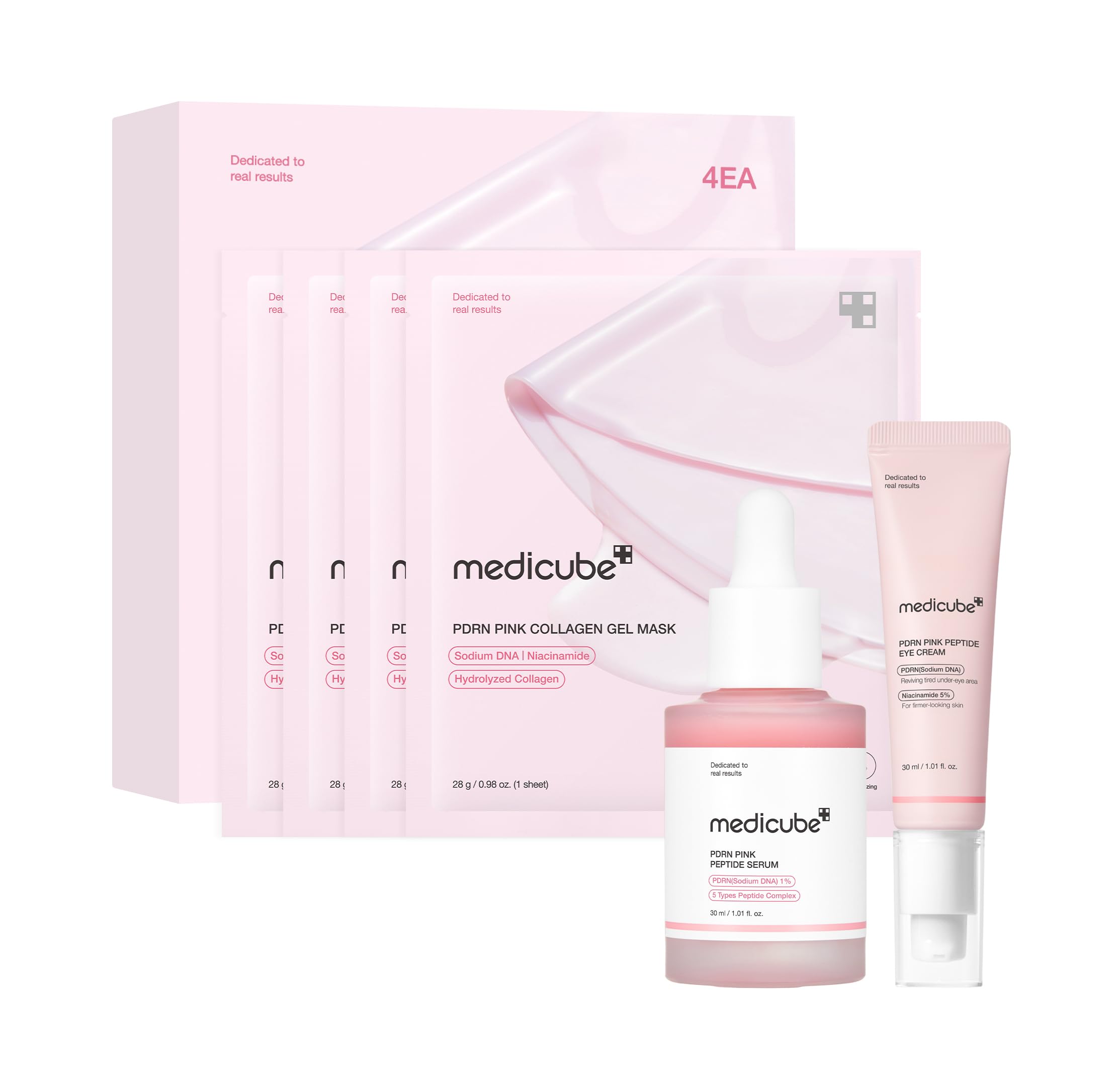 medicube 3-Step PDRN Skincare Set: Salmon DNA PDRN Eye Cream, Serum & Gel Mask for a Dewy, Plumped Complexion
