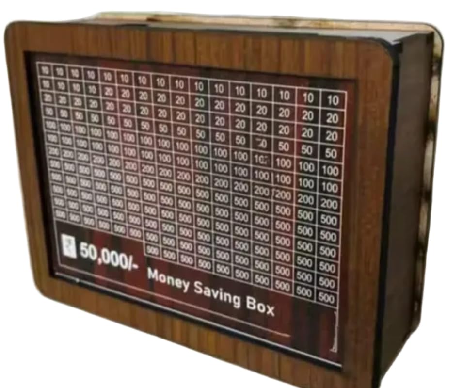 Wooden Savings Box with Deposit Chart Target | Money Saving Challenge Box Style-68-image-45