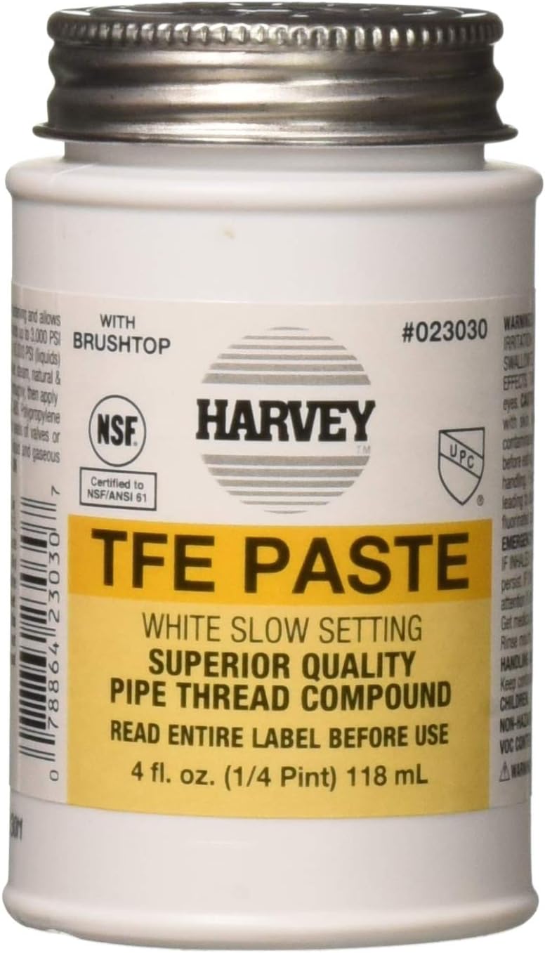 Harvey23030 Oatey 0 Pipe Thread Compound, 4 Oz, Brush top Plastic Jar, Liquid Paste, 1/4 Pint, White