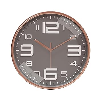Amazon Brand - Solimo Plastic Analog Wall Clock, Quartz Movement, Silent Sweep, Bold Numeric Time Indicator, Decorative (30 Cm X 30 Cm, Grey)