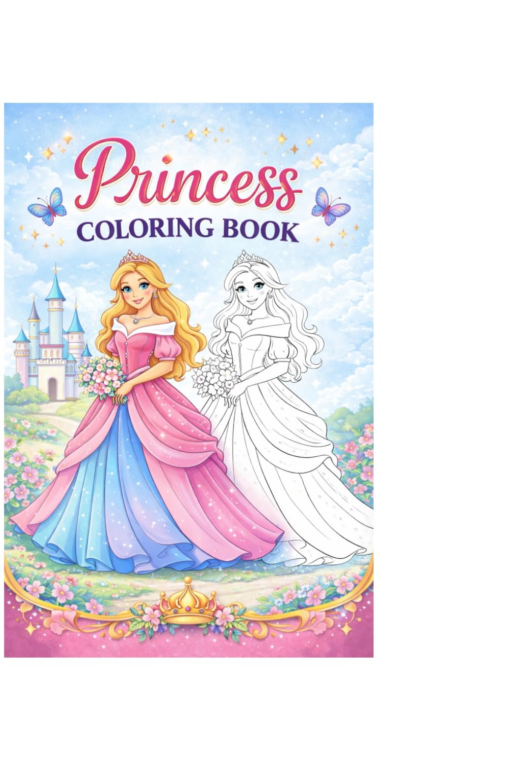 Princess Coloring Book: 20 Fun and Easy Coloring Pages for Kids | Large Illustrations | Princesses, Princes and Castles