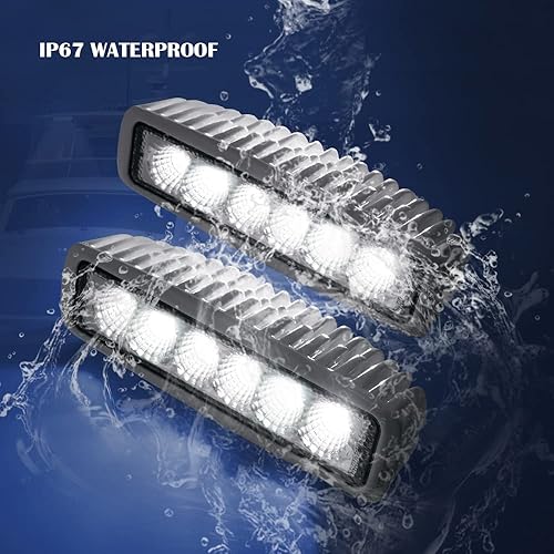 Miniatura 10 de THALASSA Luz de cubierta de inundación LED marina de doble color de 1224V para barco IP67 DC 10-30V con soporte de acero inoxidable 316L, carcasa