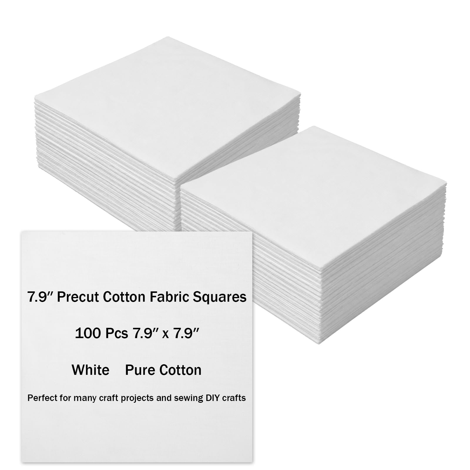 100 Pcs 5-inch Cotton Fabric Squares, Precut Quilting Squares Charm Packs Solids White, 5″ Precut Cotton Fabric Square for Beginners DIY Sewing Embroidery Patchwork Scrapbooking Craft — view 12