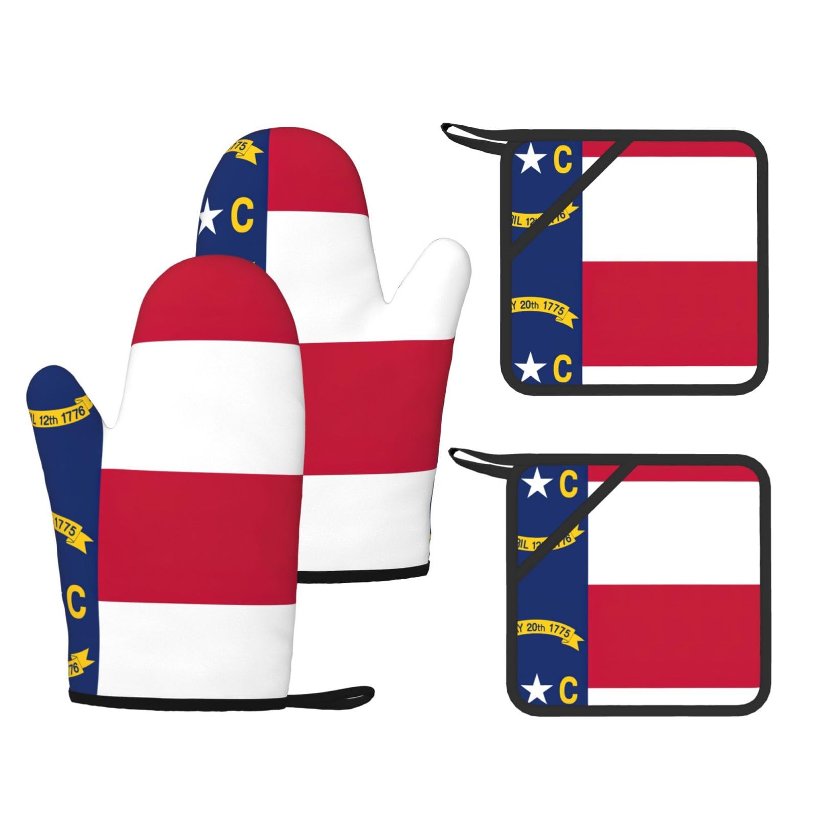 Maniques silicone anti-chaleur avec doigts lot de 4 protection cuisine Caroline du Nord