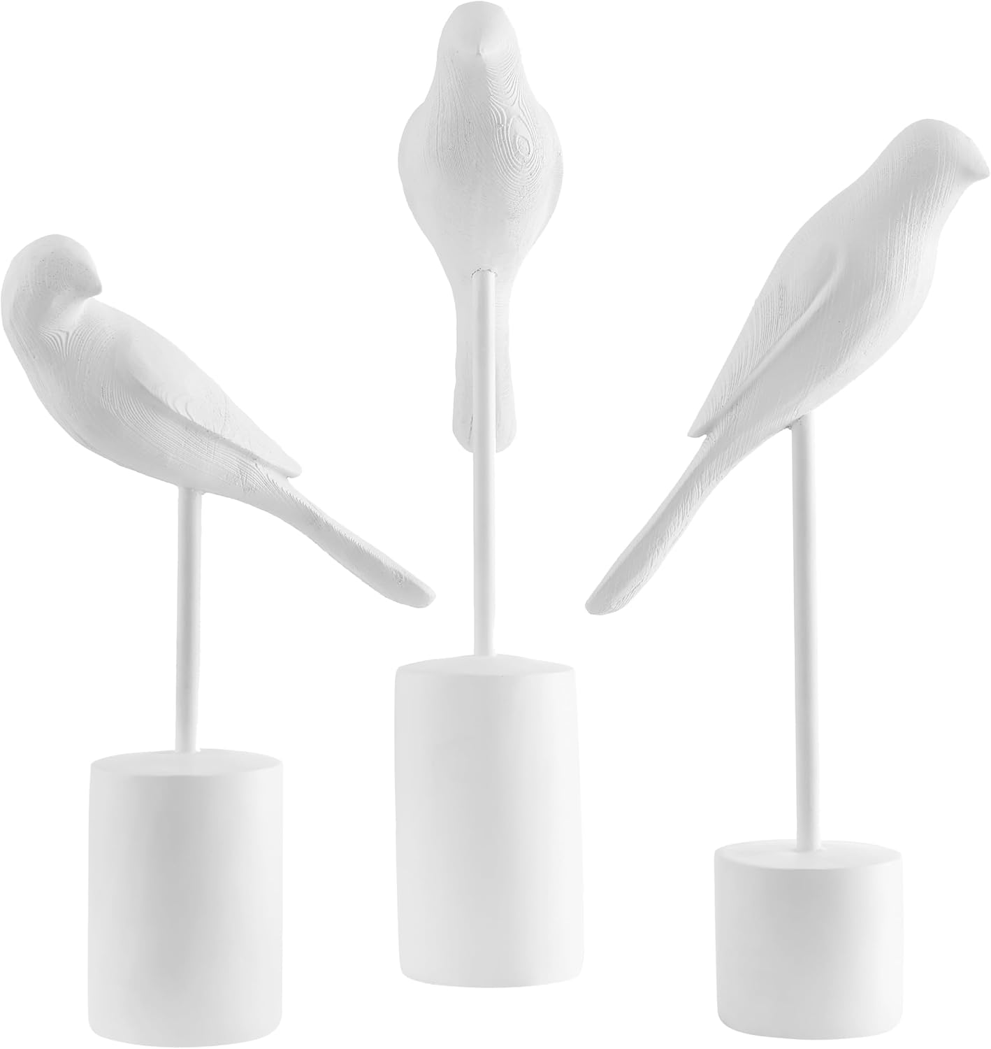 Danya B. Ren Bird Perched White Ornament Decorative Accent Sculpture Figurines - Set of 3
