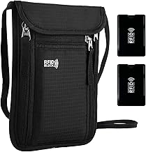 Travel Neck Pouch with RFID Blocker, Neck Bag, Travel Passport Pouch Documents, Waterproof Passport Bag for Money Ticket Cards Keys Elephone Women Men