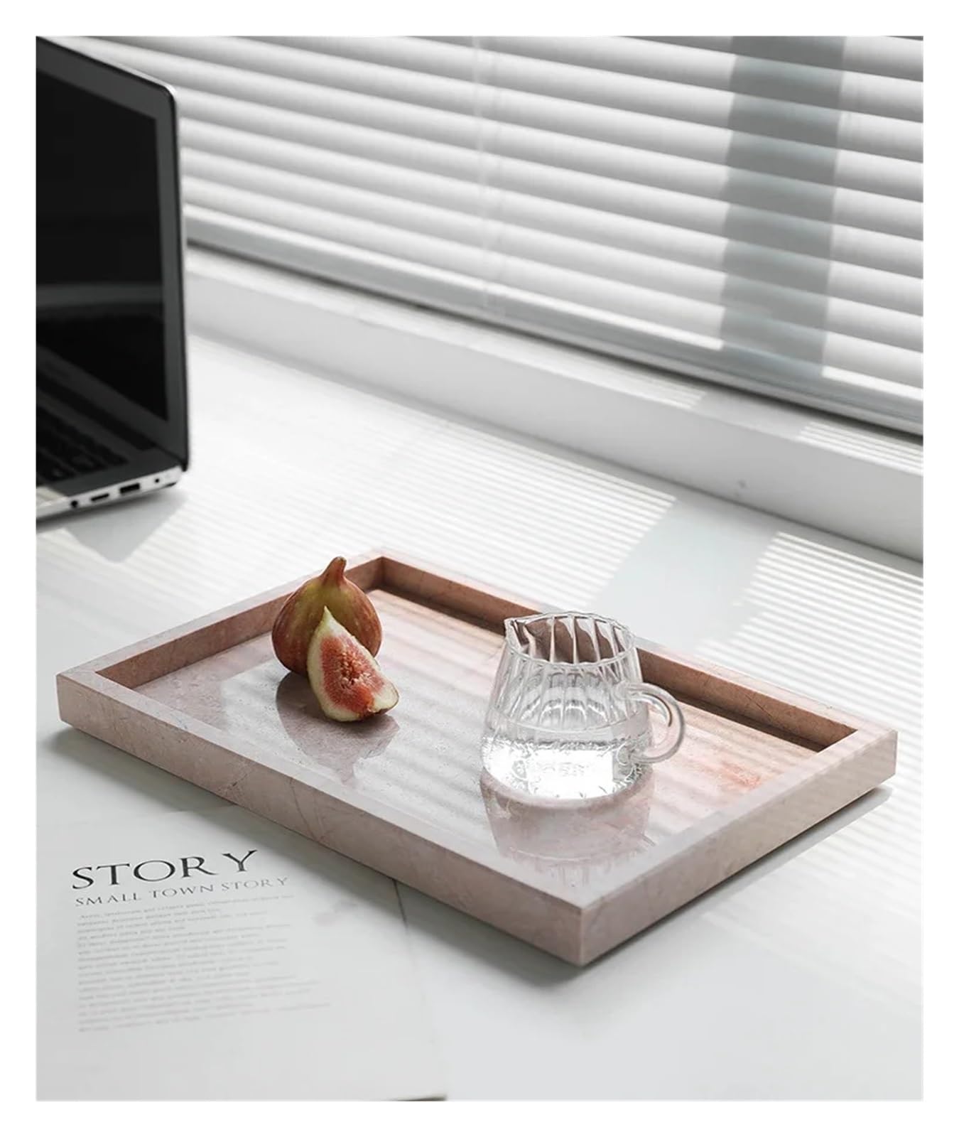 Vassoio Porta Profumi Vassoio portaoggetti in marmo for candele, profumi, gioielli, pietra autentica, mobiletto for bagno, comò, arredamento for la casa(30x20cm)