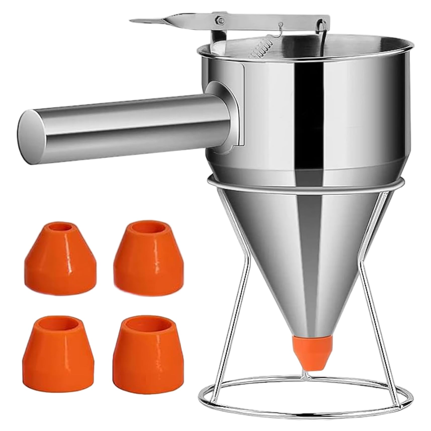 Dispenser per preparato per Pancake Dispenser per pastella per Pancake Manuale in Acciaio Inox a Imbuto per Torte con Supporto Strumento per la Cottura di Cupcake Waffle preparati per Muffin