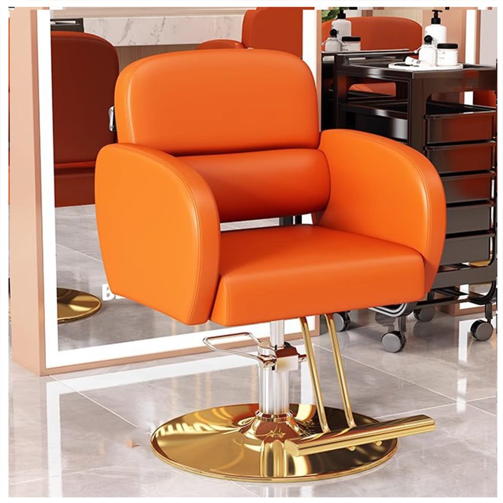 Fotel fryzjerski, udźwig 440 funtów, wytrzymały fotel salonowy z pompą hydrauliczną, obrotowy, 360°, regulowany fotel kosmetyczny do spa, salonu fryzjerskiego,Orange,A