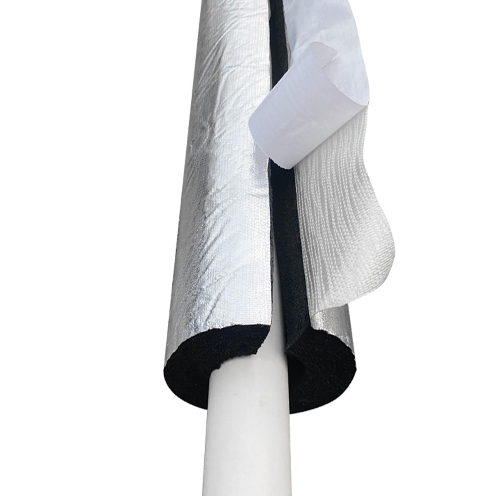 Tubo Isolante Autoadesivo Semiaperto Isolante per Tubature Tubi In Foglio di Alluminio Autosigillante per Tubo Isolante Protezione Solare ID 20.0-110.0mm, Lunghezza 95cm, Spessore 40.0mm(ID4-1/3"(110.