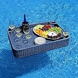 Sunjoy Wicker Floating Serving Tray 36x24 in. - Aluminum Frame Swimming Serving Tray for Drinks, Snacks, and Essentials - Fits Most Pool Sizes - Perfect for Pool Parties and Relaxing, Navy