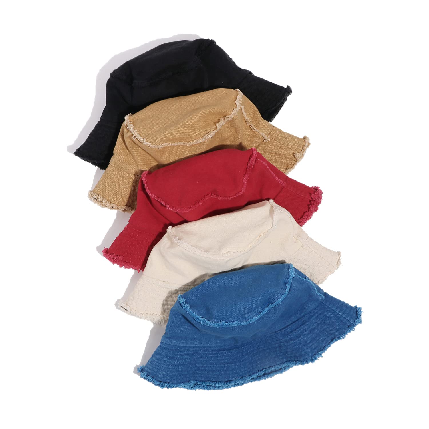 CLAPE Washed Baumwolle Sonnethut Bucket Hat Damen Fischerhut Herren Ausgefranste Krempe Faltbar Sonnenschutz Hut Sommerhut Schlapphut für Reise Beach Outdoor