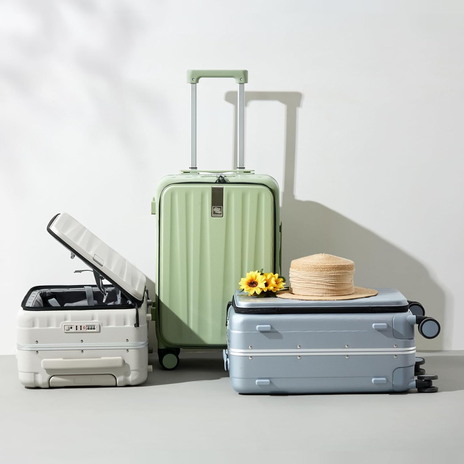 Hanke 20 Inch Carry On Luggage Aluminum Frame Front Opening Rolling Suitcase PC Hard Sided Luggage with Spinner Wheels Travel Luggage for Woman Men Gifts.(Dark Green) - Image 8