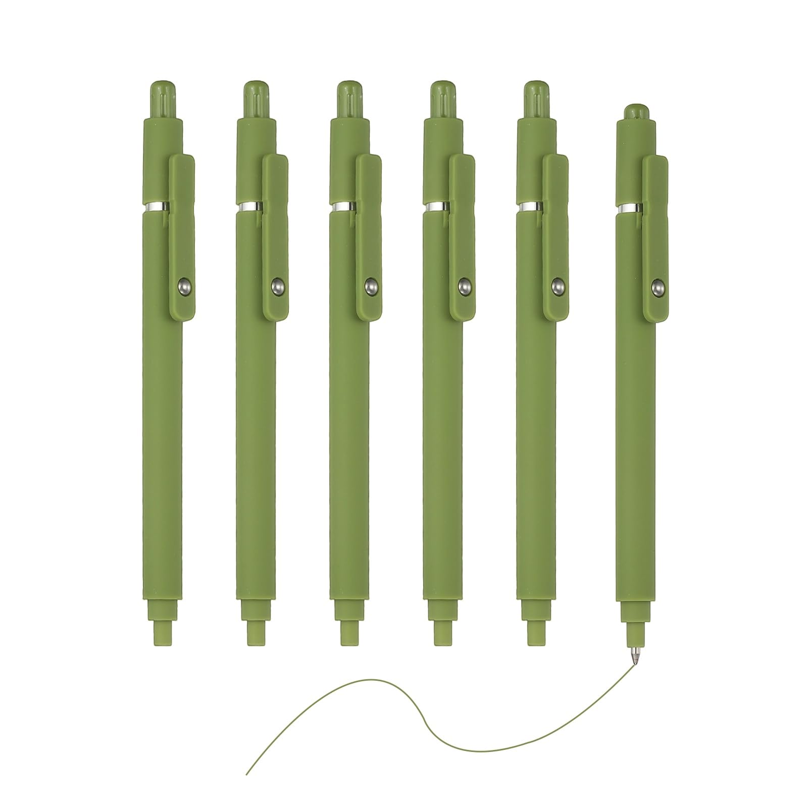 PATIKIL 6 Pack Retractable Pens 0.5mm, Green Gel Ink Pens Retractable Ballpoint Pen Fine Point Smooth Writing Cute for Office Home Supplies Journaling Notebook Gifts, Green