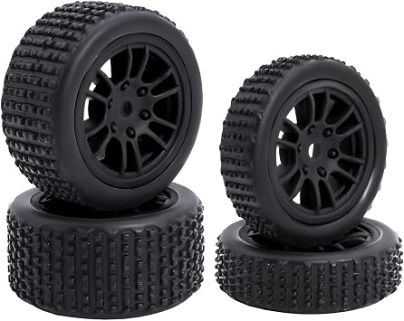4 PCS Finished 1/24 1/28 Remote Control Off-Road Tires and Rims 7MM Hexagon Compatible with 1/24 Losi Micro B Upgrades and Losi Micro T Upgrades B Black