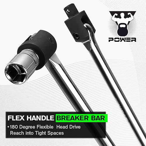 Miniatura 4 de SWANLAKE - Barra disyuntora de 12, longitud de 17.5 pulgadas con cabezal giratorio de 180, accionamiento de 12 pulgada, acero CR-V