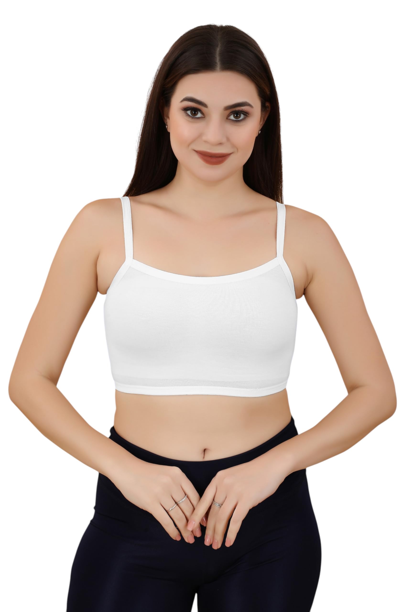 shri modeshwari enterprise Women's Seamless Sports Bra, Nude White, Comfortable Wide Straps,Art Women's Cottton Non Padded Non-Wired T-Shirt Bra Magical Bra (Free Size) White Colour(Pack of 1)-picture-19