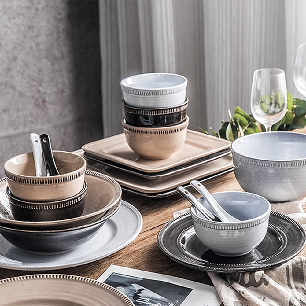 Zestaw zastawy stołowej, luksusowy rodzinny serwis obiadowy, retro amerykańska porcelanowa zastawa stołowa z talerzami, miseczkami i naczyniami, ceramiczny zestaw obiadowy do domowej kuchni i jadalni