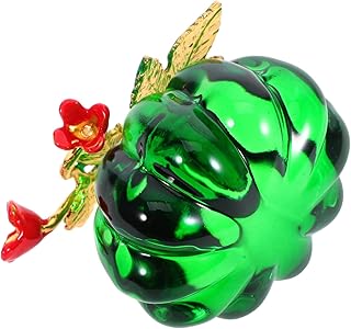 PRETYZOOM Crystal Glass Pumpkin Decor with Leaf Charm for Fall Harvest Halloween and Thanksgiving Seasonal Decorations Collectible Faux Pumpkin Figurine for Home and Office Tabletop Display