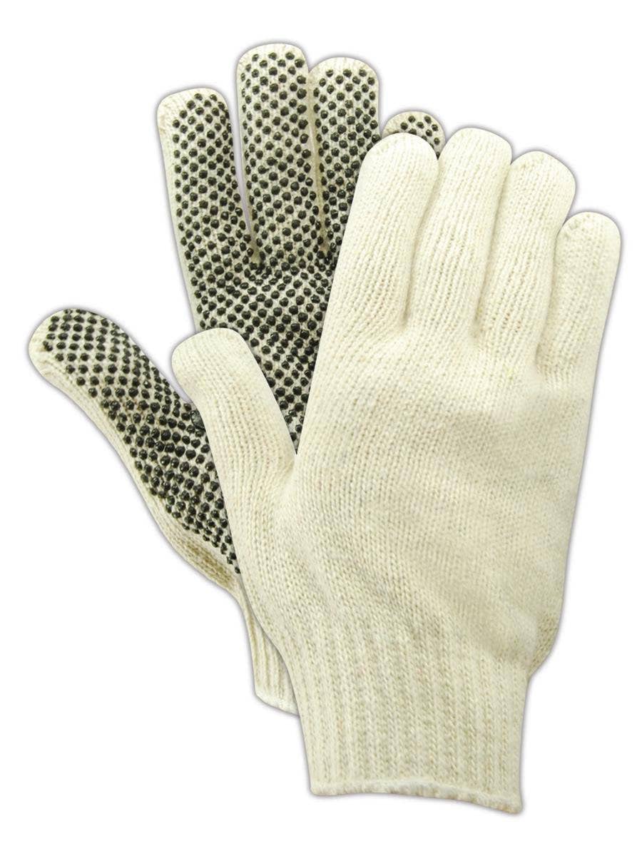 MAGID Dotted Gloves Polyester/Cotton Blend, 12 Pairs, Size Men's (Fits Large), T93