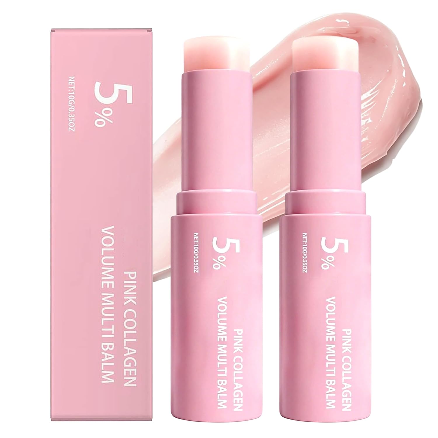 PDRN Pink Collagen Volume Multi Balm Stick, Collagen Plumping Stick for Under Eyes, Wrinkle & Hydrating Stick for Face, Neck, Lips, Instant Plumping, Firming & Radiance Glow (2Pack)