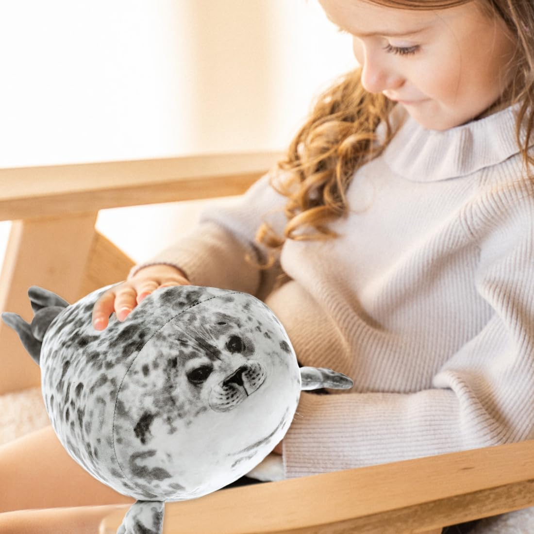 Foca Peluche Cuscino da Abbracciare, 30cm Carino Peluche Animale Paffuto, Regalo per Bambini & Amici