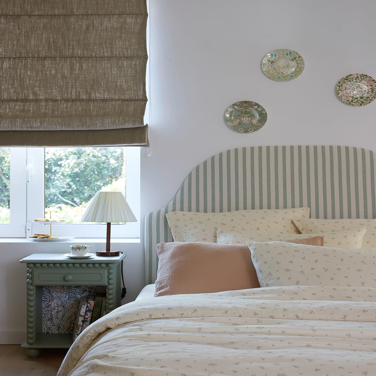 Housse de Couette imprimée en Gaze de Coton, SEMIS Fleuri, 200 x 200 cm, ESSIX, Beige Clair